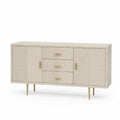 Sideboard Aufbewahrungsschrank mit 2 Türen und 3 Schubladen MDF rechteckig Creme Hellbeige Gold 160 x 40 x 80 cm