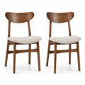 Esszimmerstuhl 2er Set gepolstert 48 x 54 x 78 cm Sperrholz mit Walnussfurnier Polyestergewebe Gummibaum-Massivholz Braun Beige