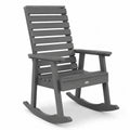 Schaukelstuhl Gartenstuhl HDPE Polyethylen mit Lattenrücken Armlehnen und Kufen Grau 74 x 92 x 108 cm