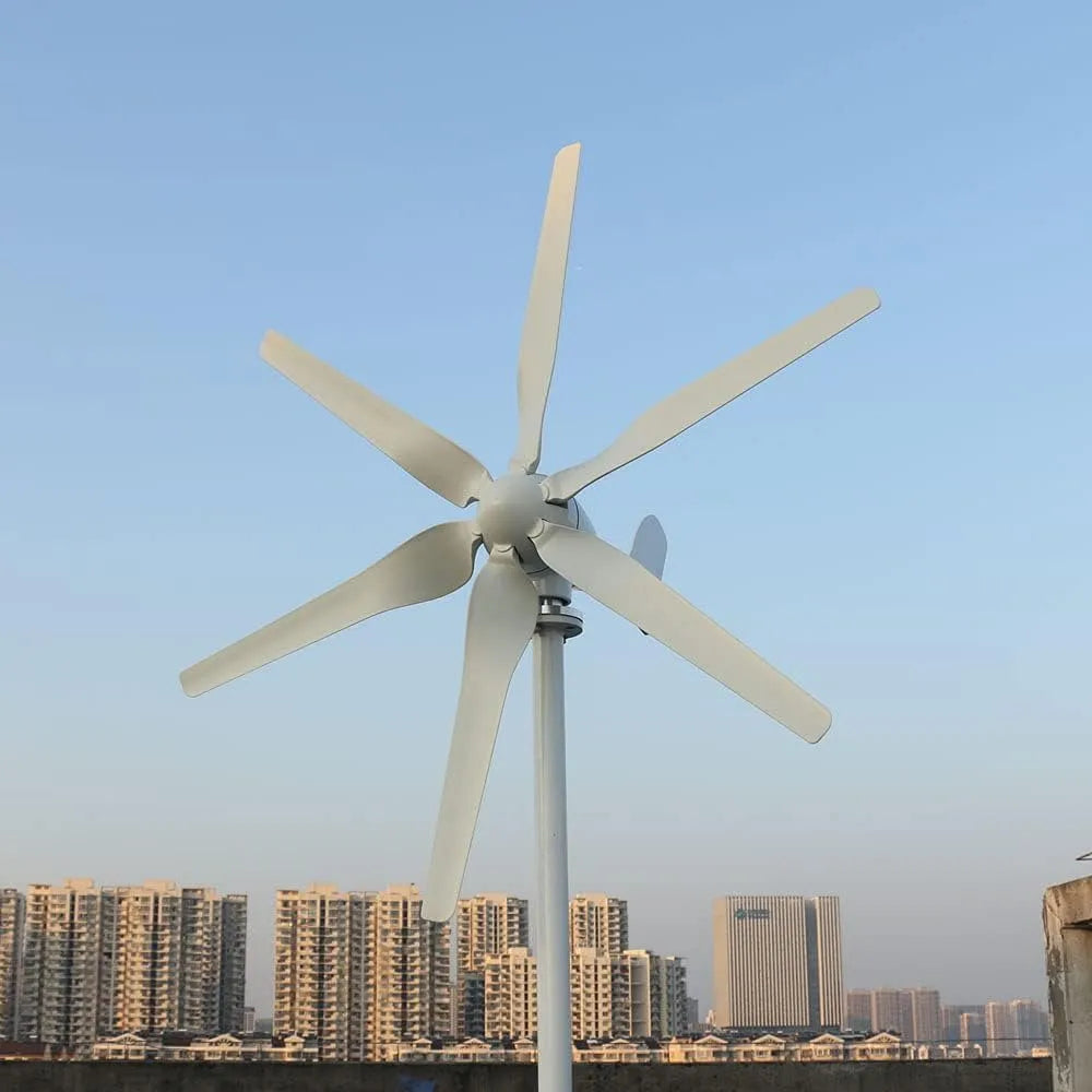 800 W Wind Turbine Generator 12 V 24 V 48V, 24, Volt, 6-Blade Horizontal Wind Turbine with MPPT Charge Controller for Home