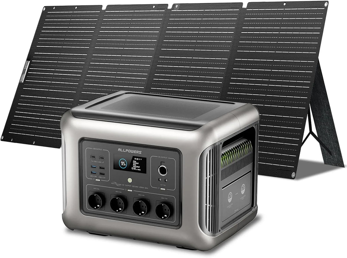 ALLPOWERS R2500 Tragbare Powerstation und Solargenerator, solarbetrieben, 1920Wh, 200W, 2500W, Schnellladefunktion, für Camping und Wohnmobil