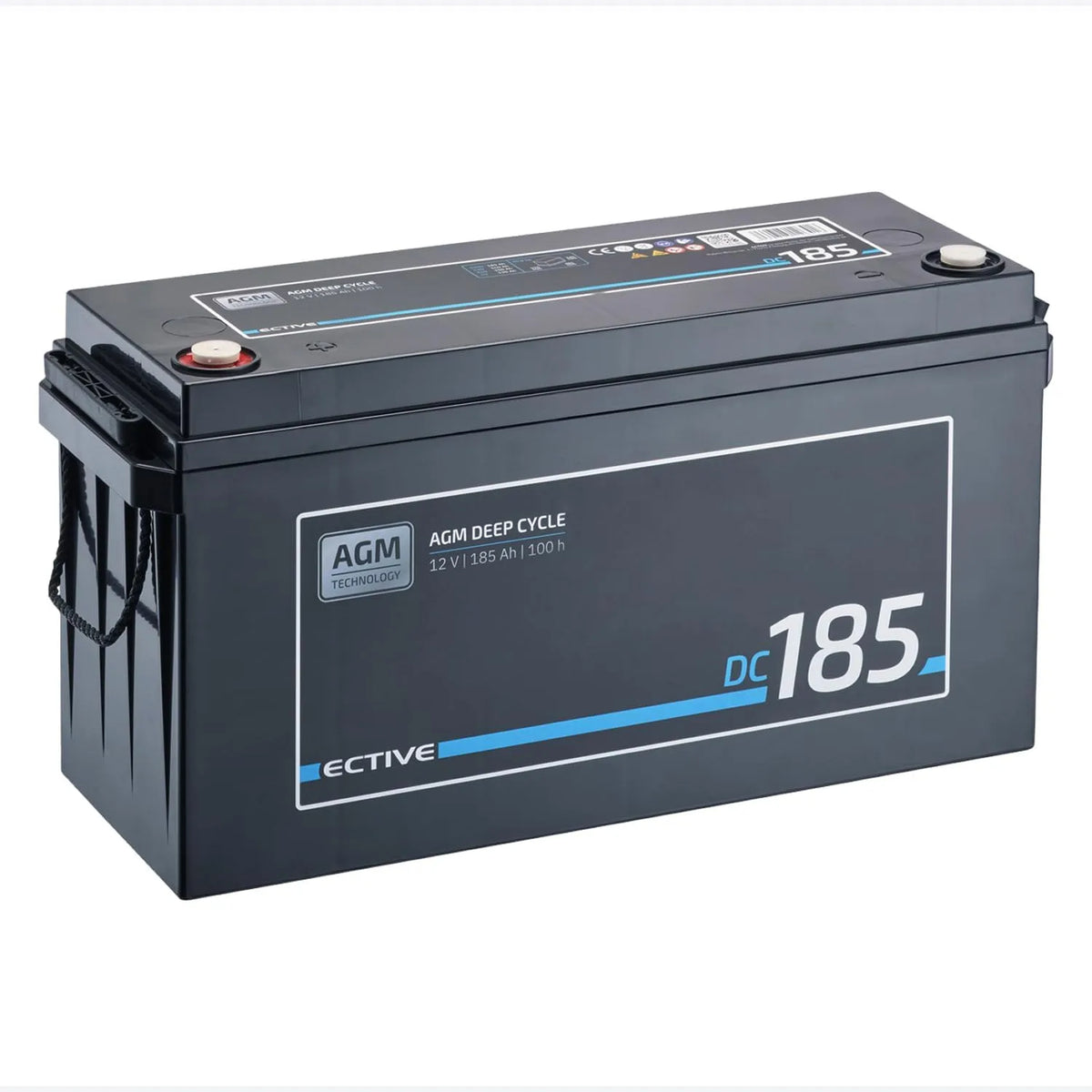 AGM DC185 Versorgungsbatterie und Solar- und Freizeitakku, 185Ah, 12V, für Camping und Wohnmobil, für Zyklenbetrieb