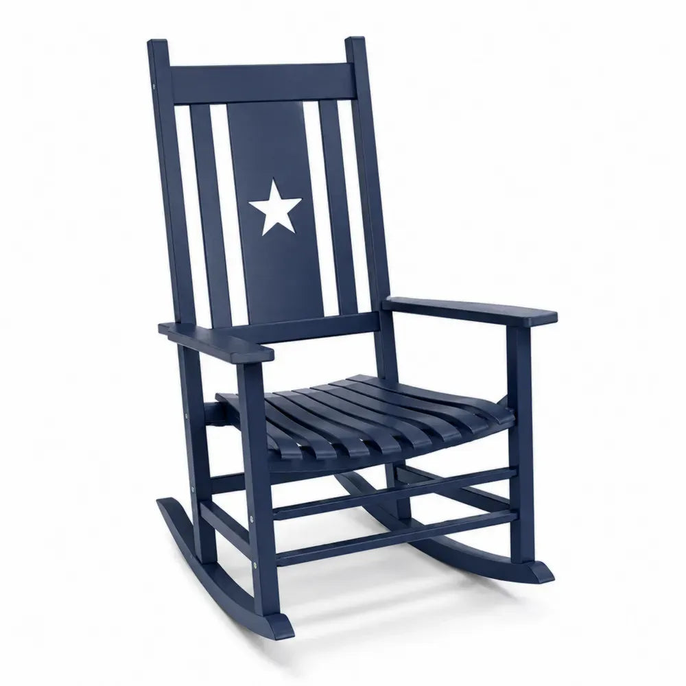 Gartenschaukelstuhl mit Armlehnen 68 x 92 x 112 cm HDPE-Kunststoff Adirondack-Form Marineblau