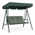 Hollywoodschaukel 3-Sitzer Gartenschaukel mit Stahlgestell Polyesterdach PVC beschichtetem Polyestergewebe Grün Dunkelgrün 170 x 110 x 153 cm