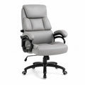 Bürostuhl Chefsessel drehbar mit Armlehnen 68 x 72 x 118-128 cm PU-Kunstleder Polyurethan-Schaumstoff Nylon Grau Schwarz Weiß
