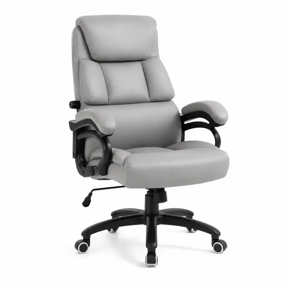 Bürostuhl Chefsessel drehbar mit Armlehnen 68 x 72 x 118-128 cm PU-Kunstleder Polyurethan-Schaumstoff Nylon Grau Schwarz Weiß