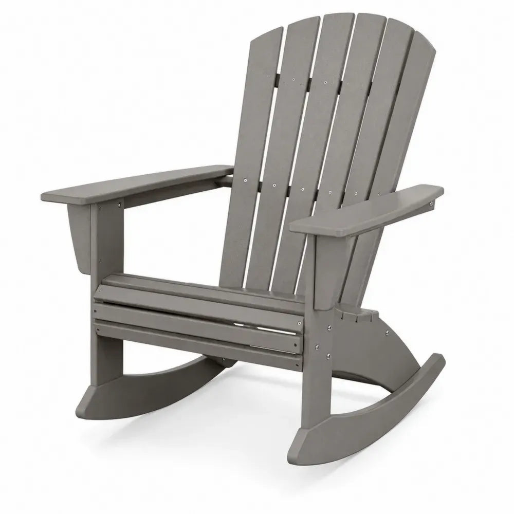 Garten Schaukelstuhl Adirondack mit Armlehnen aus HDPE-Kunststoff Grau 74 x 96 x 105 cm