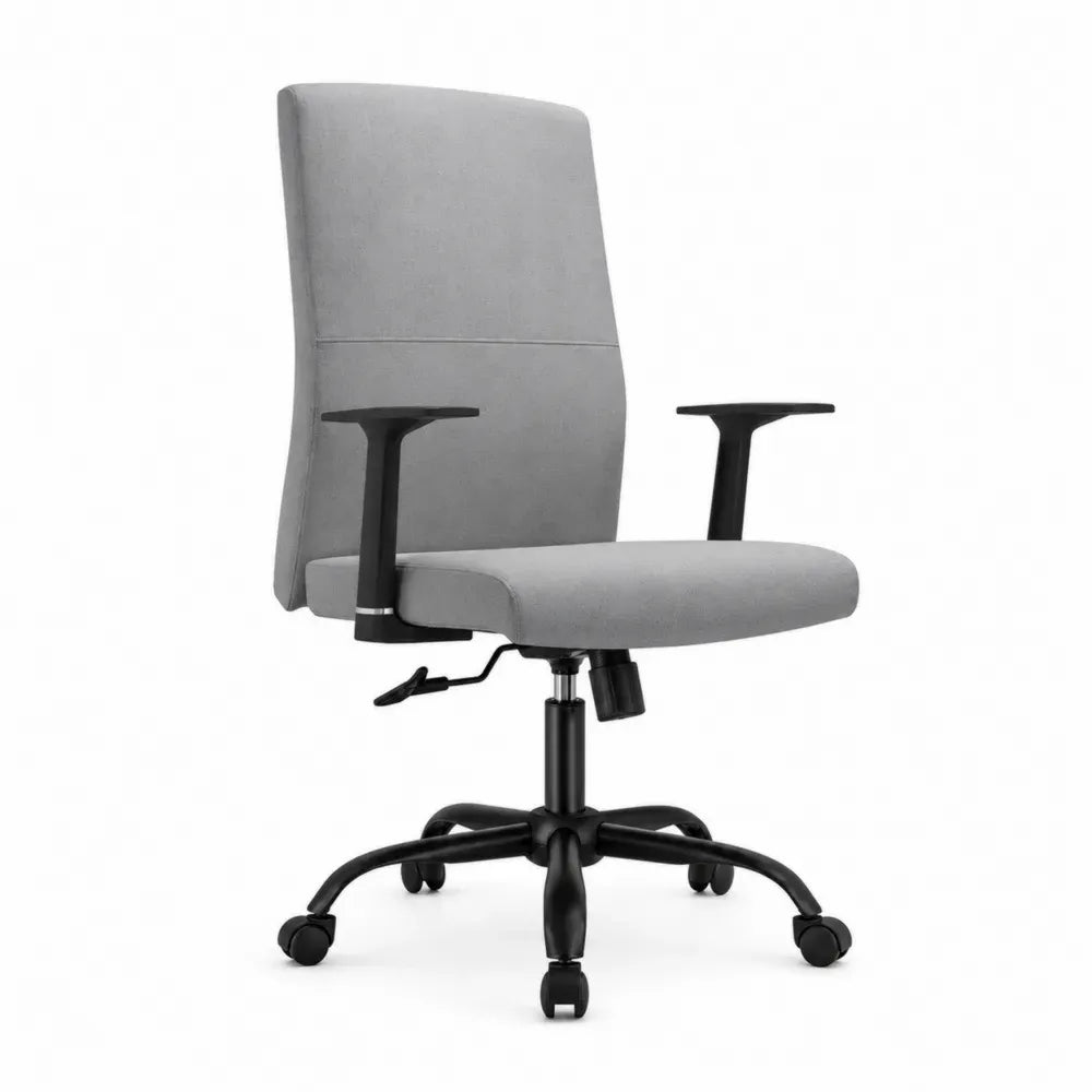 Bürostuhl Drehstuhl drehbar mit Armlehnen 62 x 62 x 100-110 cm Polyesterbezug Polyurethan-Schaumstoff pulverbeschichteter Stahl Grau Schwarz