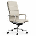 Bürostuhl Chefsessel mit hoher Rückenlehne Armlehnen Rollen PU-Kunstleder verchromter Stahl Beige Silberfarben Schwarz 60 x 64 x 112 bis 122 cm