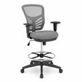 Bürostuhl Arbeitsstuhl drehbar mit Fußring Armlehnen Netzrücken Polyestergewebe verchromter Stahl Nylon Grau Schwarz 64 x 62 x 102 bis 122 cm